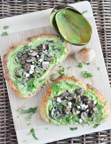 Avocado Toast with Sauteed Mushrooms and Truffle Oil
