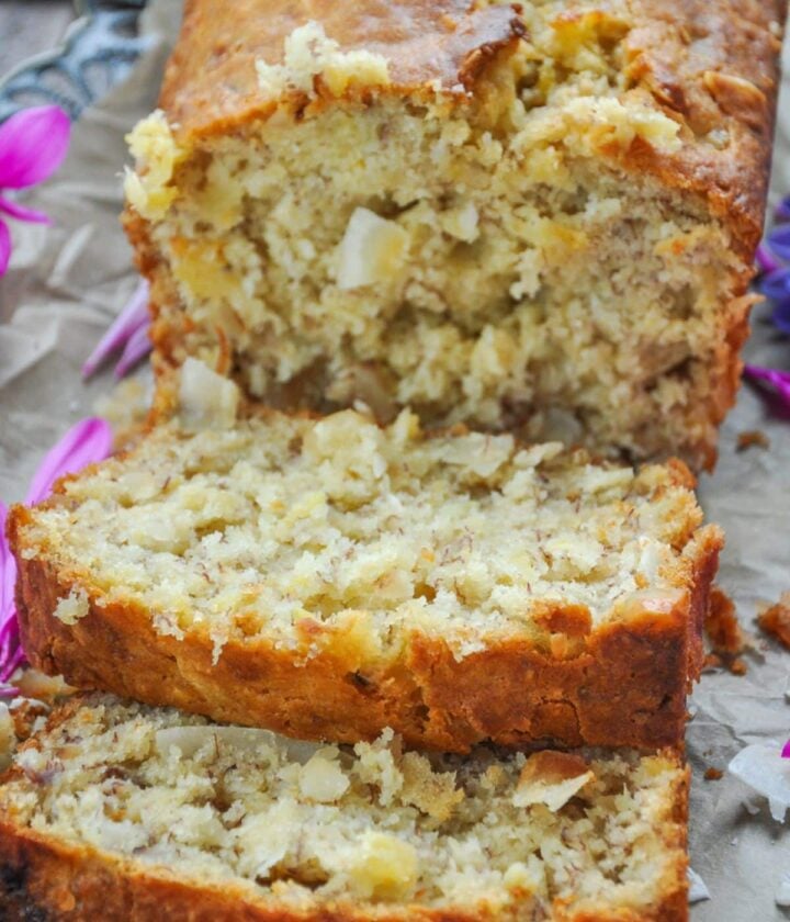 Hawaiian Banana Bread with Pineapple, Coconut & Macadamia Nuts Honey