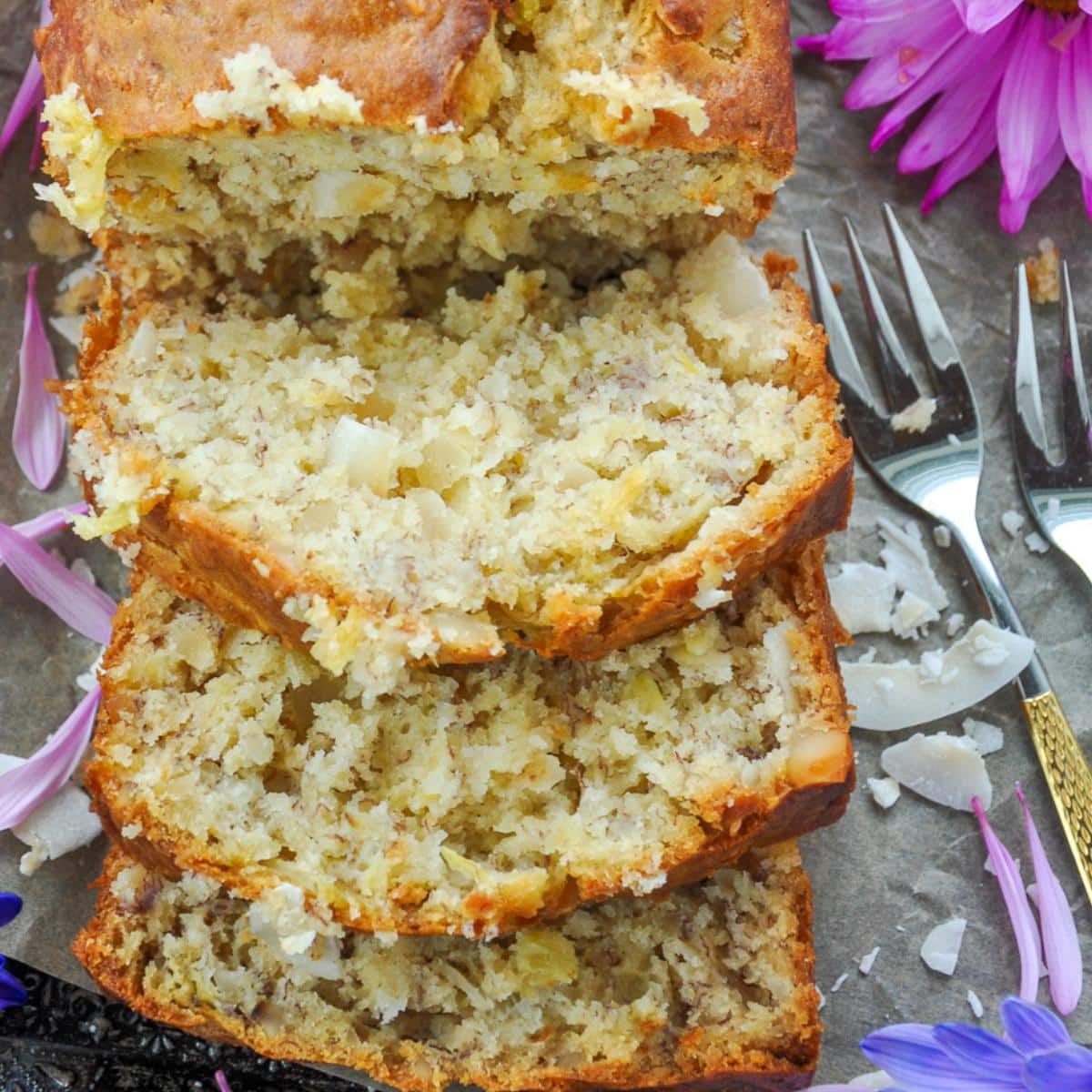 Hawaiian Banana Bread with Pineapple, Coconut &amp; Macadamia Nuts-image