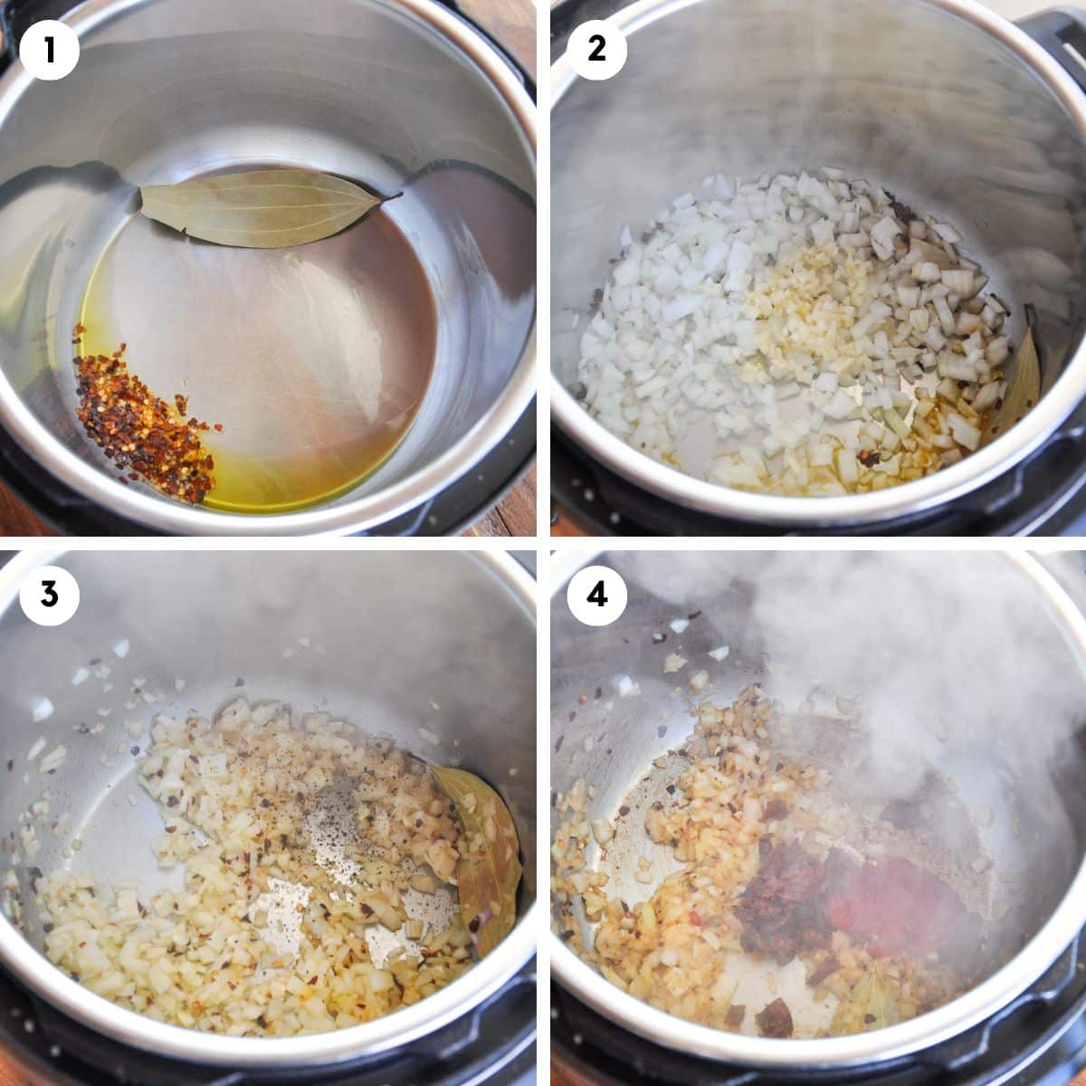 Saute onions and garlic in the instant pot.