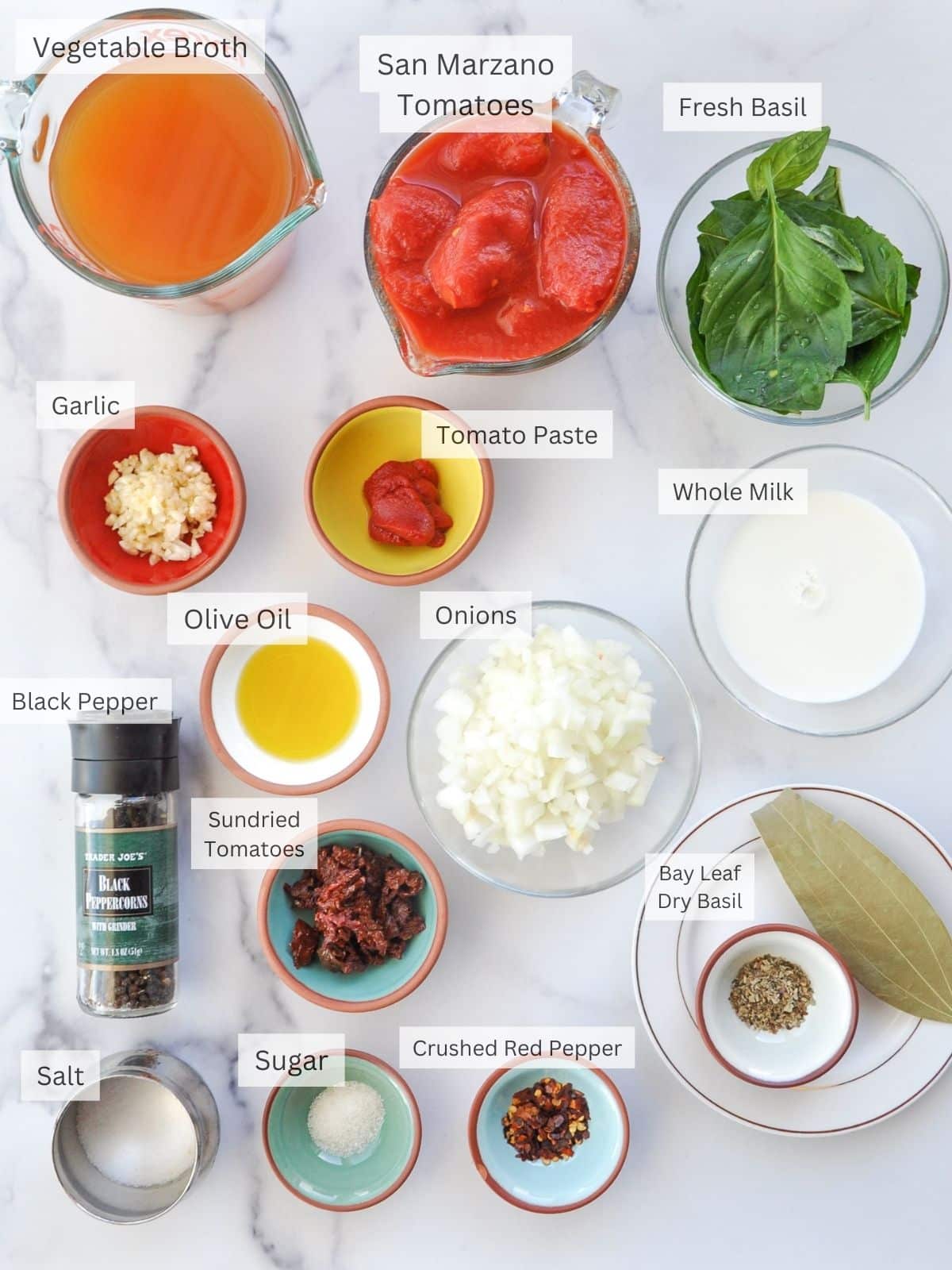 Tomato Basil Soup Ingredients for Instant Pot.