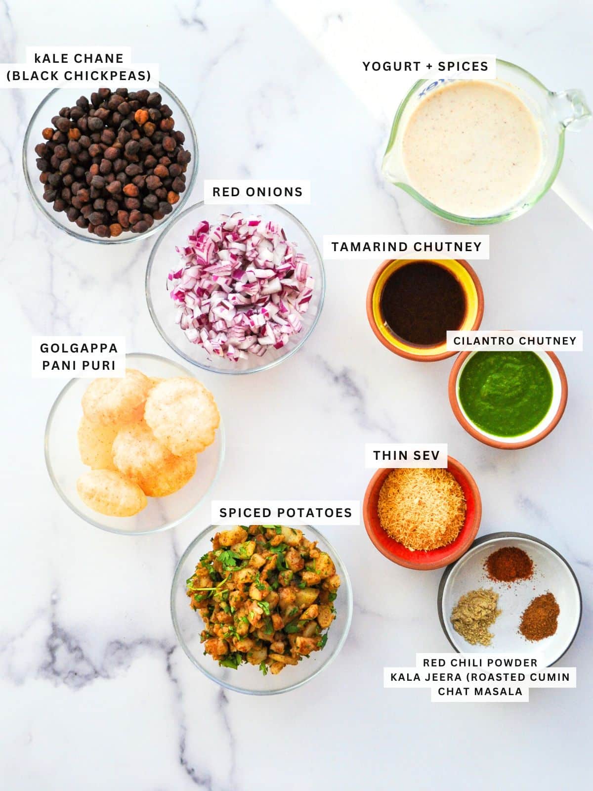 Ingredients for Dahi Puri.