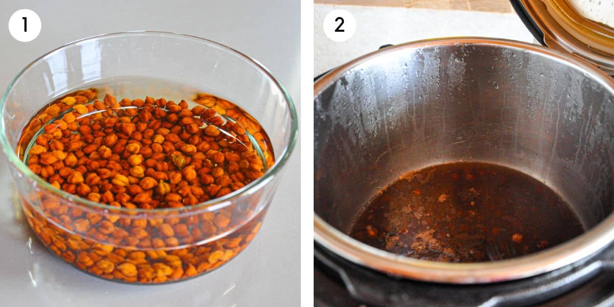 Soak chickpeas and high pressure them.