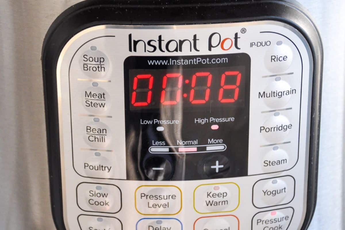 High pressure for 8 minutes on the Instant Pot.