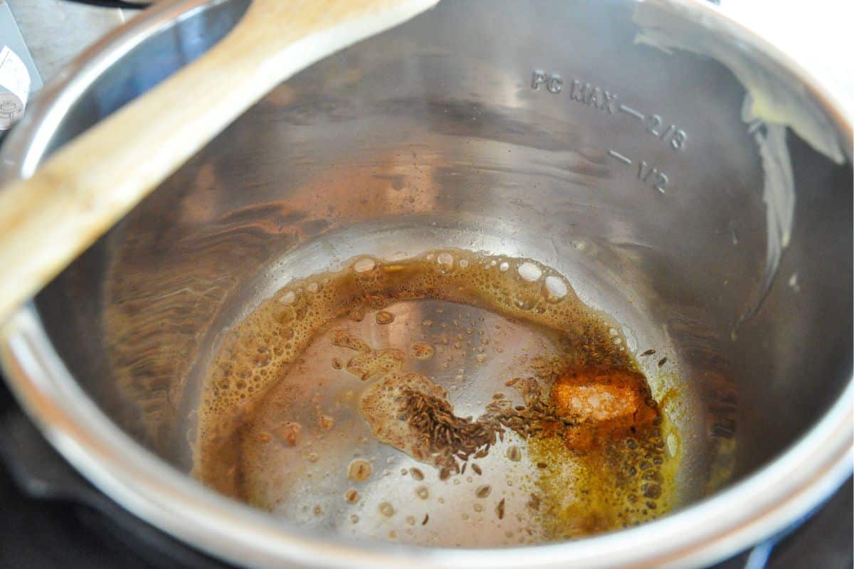 Saute spices with butter.