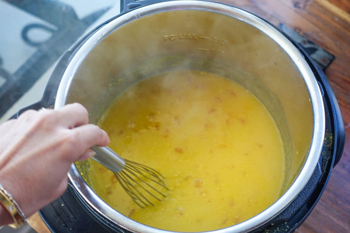 Whisk Masoor Dal in Instant Pot.