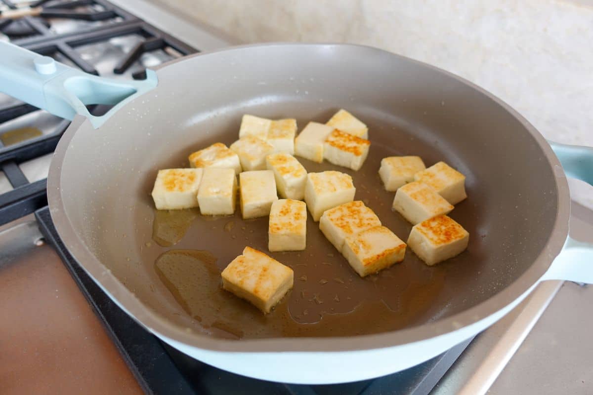 Paneer is lightly sauteed.