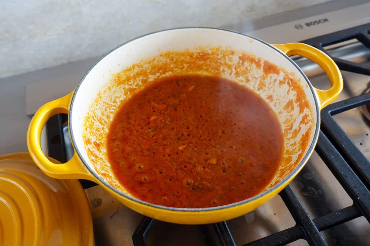 Tomatoes have cooked down.