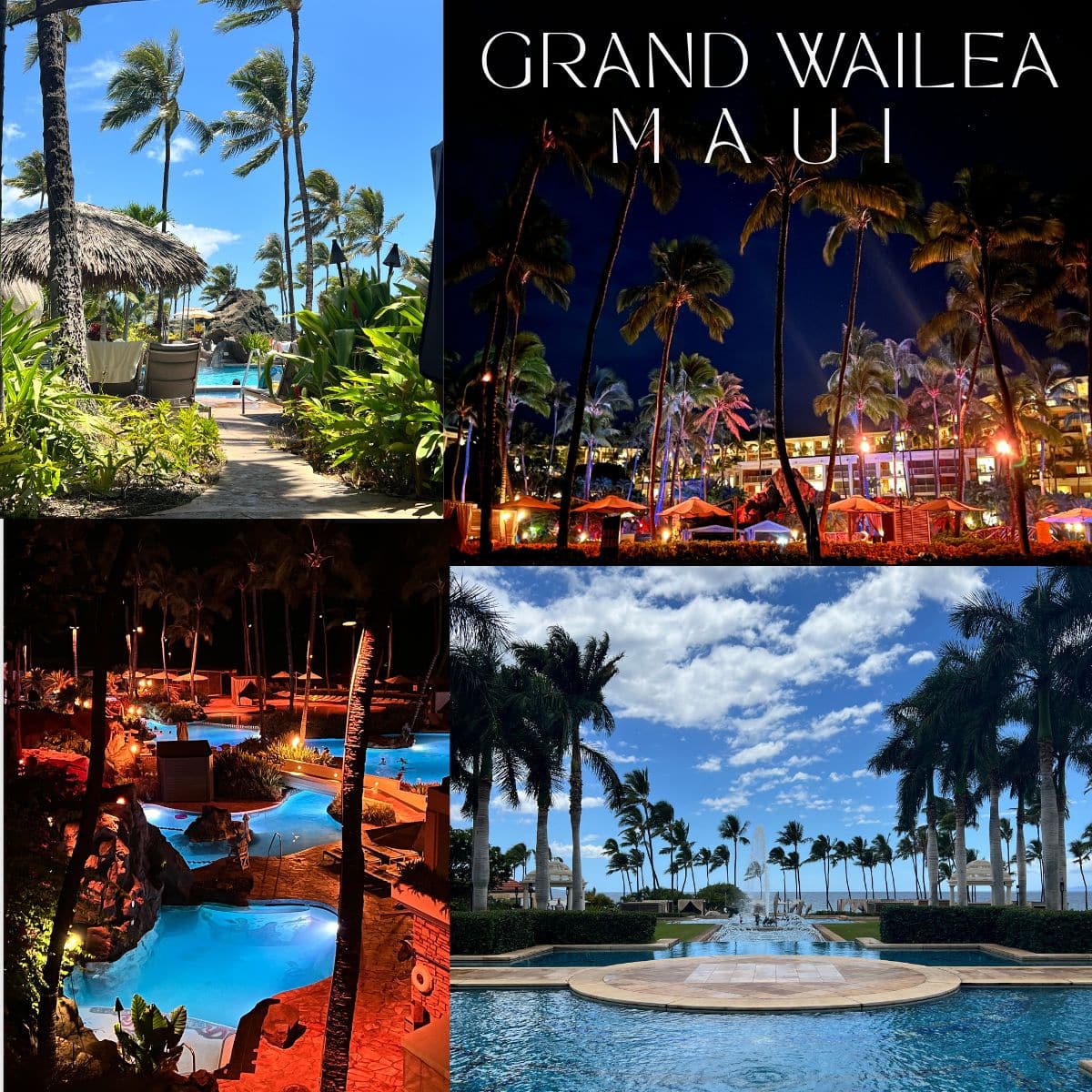 A collage comprising of images of the Grand Wailea Maui.
