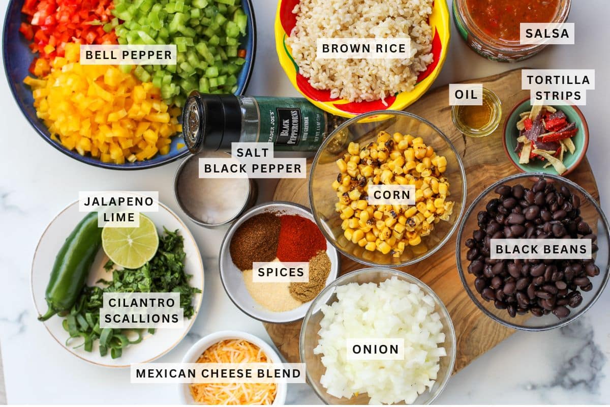 Ingredients for Vegetarian Burrito Skillet.