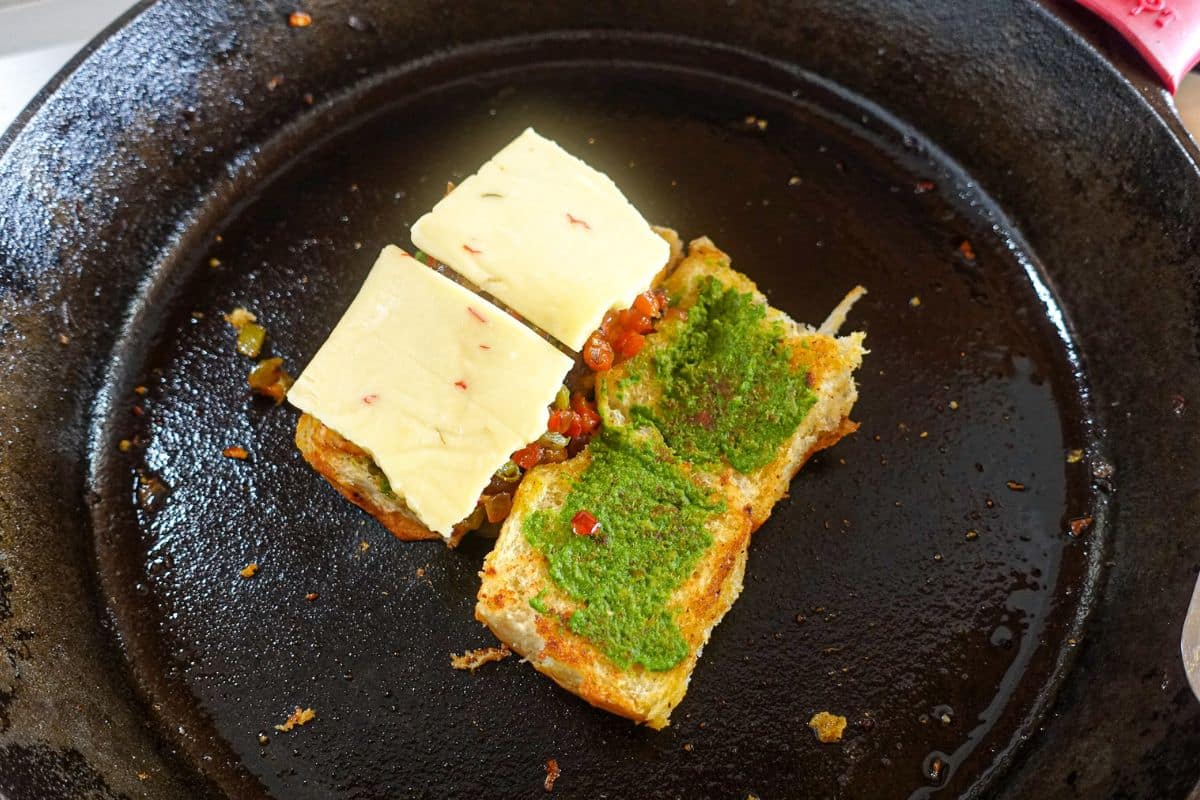 Top with Pepper Jack cheese over veggies.