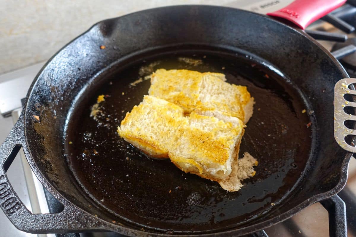 Grill slider buns on the other side on a cast-iron skillet.