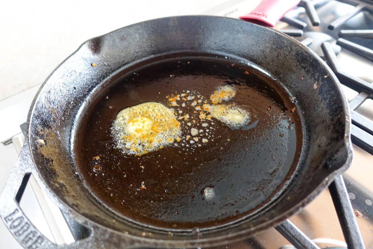 Heat butter and tandoori spice.